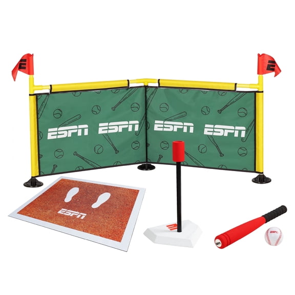 ESPN My First Home Run Baseball Field Set for Kids Aged 3-5 with Batting Tee, Foam Bat, Ball, Home Run Fence, & Play Mat, 5 Pc Set