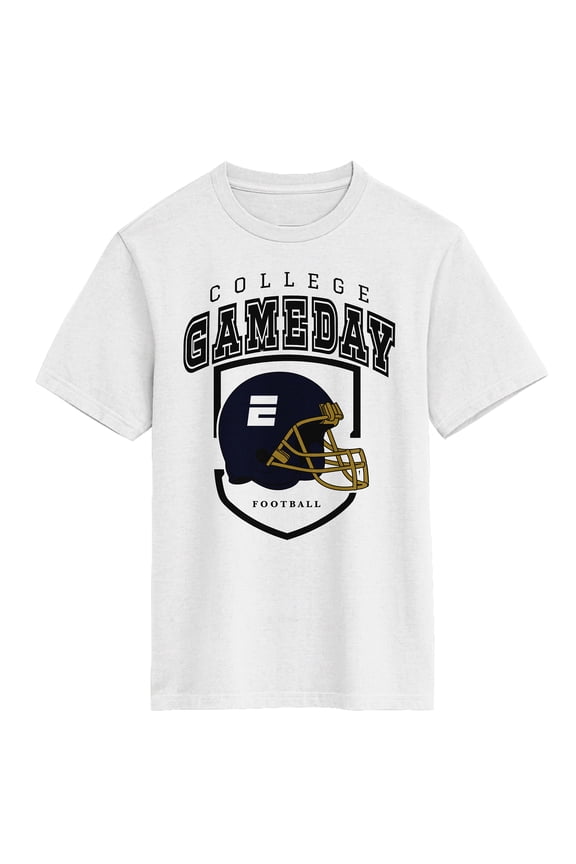 ESPN Black Football Helmet College Gameday Youth White Crew Neck Short Sleeve T-shirt-XL
