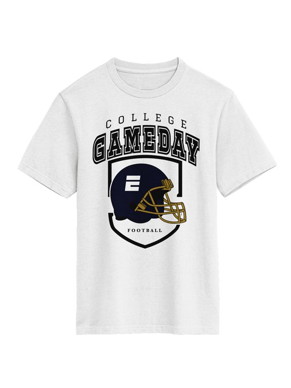 ESPN Black Football Helmet College Gameday Youth White Crew Neck Short Sleeve T-shirt-XL