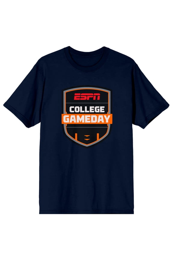 ESPN College Gameday Men's Short Sleeve Graphic Tee Shield Logo Screen Print 100% Cotton Crew Neck Football T-Shirt-XXL