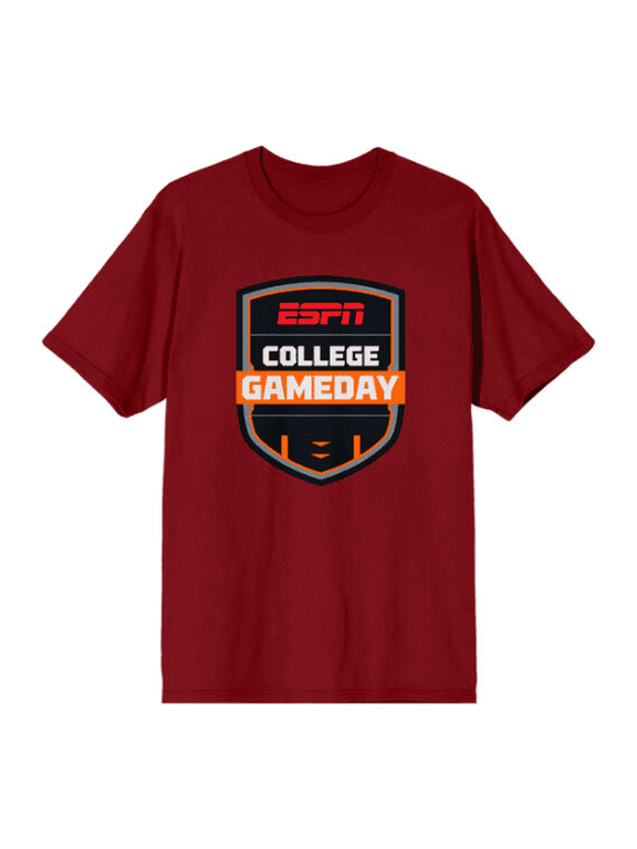 ESPN College Gameday Shield Logo Men's Short Sleeve Graphic Tee 100% Cotton Crew Neck Football Shirt-XL