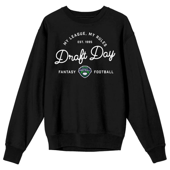 ESPN Draft Day Adult Black Crew Neck Long Sleeve Sweatshirt-Large