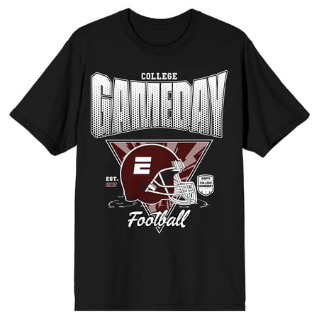 ESPN Maroon Football Helmet College Gameday Est. 1987 Adult Black White Crew Neck Short Sleeve T-shirt-3XL