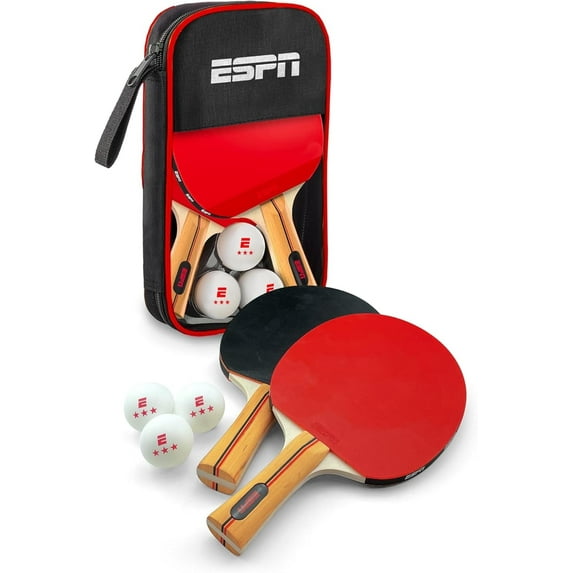 ESPN Ping Pong Paddle Set, Set of 2 Table Tennis Paddles with 3 Ping Pong Balls & Travel Bag
