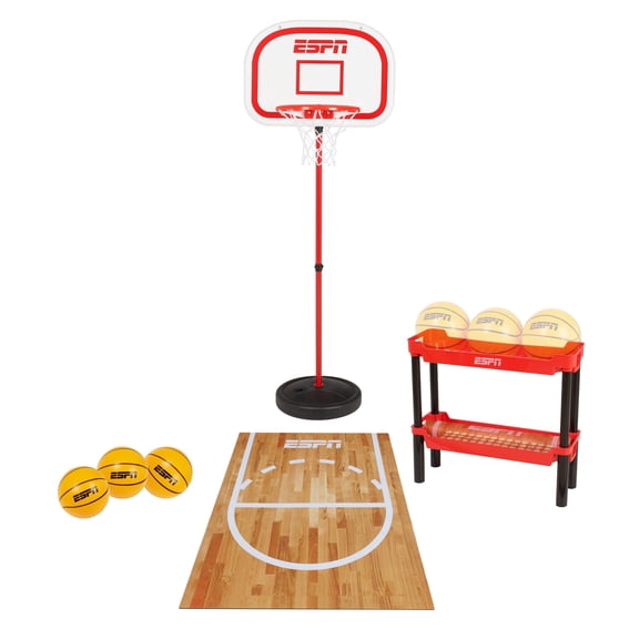 ESPN My First Free Throw Toddler Basketball Court, Includes 3 Mini Basketballs, Ball Rack, Play Mat
