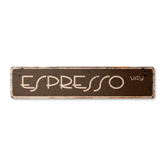 ESPRESSO Vintage Aluminum Street Sign lover coffee drinker shop house rustic metal tin | Indoor/Outdoor |  30" Wide