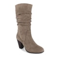 thumbnail image 1 of ESPRIT Womens Beige Cushioned Ruched Oliana Almond Toe Flare Heeled Boots 8.5 M, 1 of 3