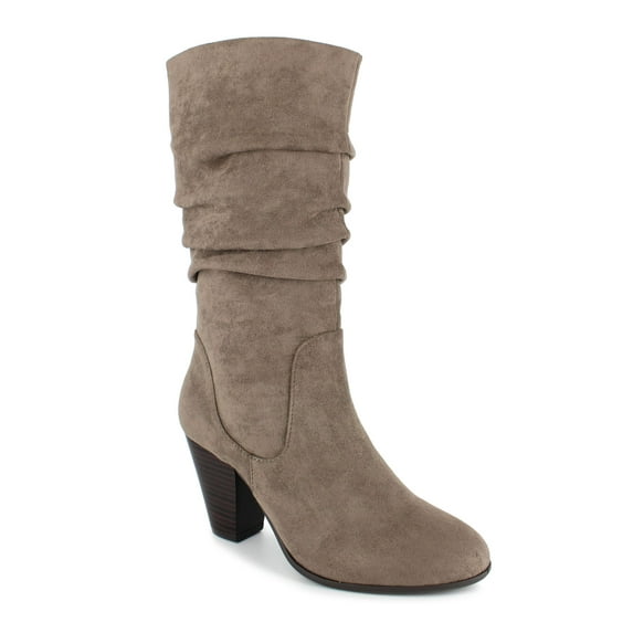 ESPRIT Womens Beige Cushioned Ruched Oliana Almond Toe Flare Heeled Boots 8.5 M