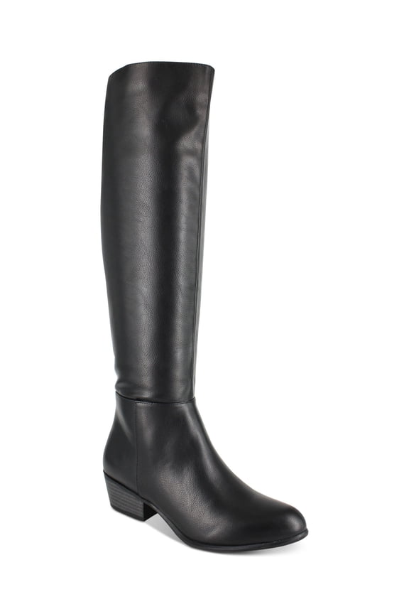 Womens Black Over The Knee Boot Almond Toe Block Heel Zip-Up Dress Boots 8.5