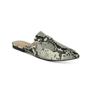 ESPRIT Womens Black Snake Print Comfort Padded Open Back Shoe Jade Pointed Toe Slip On Mules 9.5
