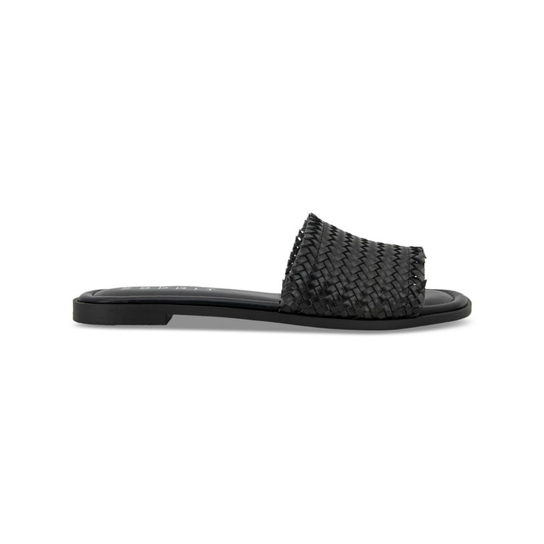 ESPRIT Womens Black Woven Breathable Padded Summer Round Toe Slip On Slide  Sandals Shoes 7
