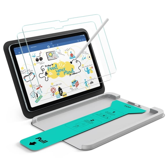 ESR Paper-Feel Screen Protector Compatible with iPad Air 11 Inch M4/M3/M2 (8th/7th/6th Gen), 9H Matte Tempered Glass with UltraFit Tray, Anti-Glare, Write & Draw Like on Paper, 2 Pack