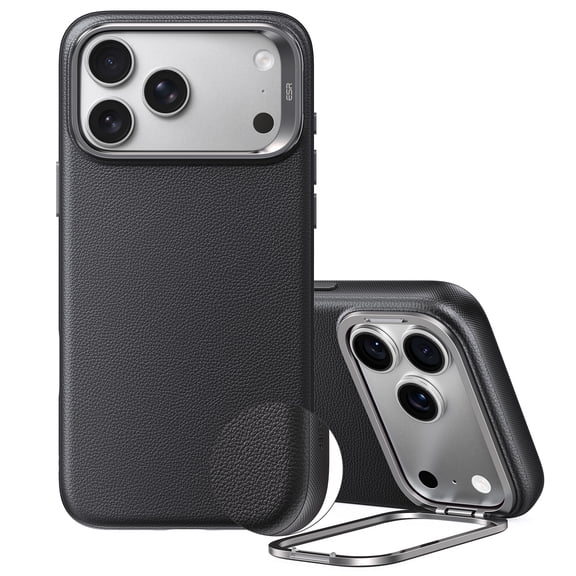 ESR Atelier Case with Flex Stand Compatible with iPhone 18 Pro Max/17 Pro Max, Vegan Leather & 3X Military-Grade Drop Protection, Magnetic, Black