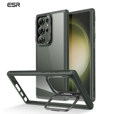 ESR Classic Case Compatible with Samsung Galaxy S23 Ultra 6.8 Inch (2023), Hybrid Case with adjustable Camera Guard Kickstand, Military-Grade Protection, Green Frame Clear Back