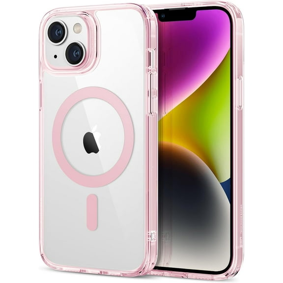 ESR Classic Hybrid Case (HaloLock) - MagSafe Compatible, Shockproof Military-Grade Protection for iPhone 14/13, Clear Pink
