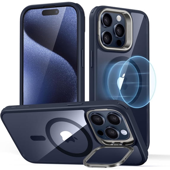 ESR Classic Hybrid Case with Stash Stand (HaloLock) iPhone 15 Pro Max Blue
