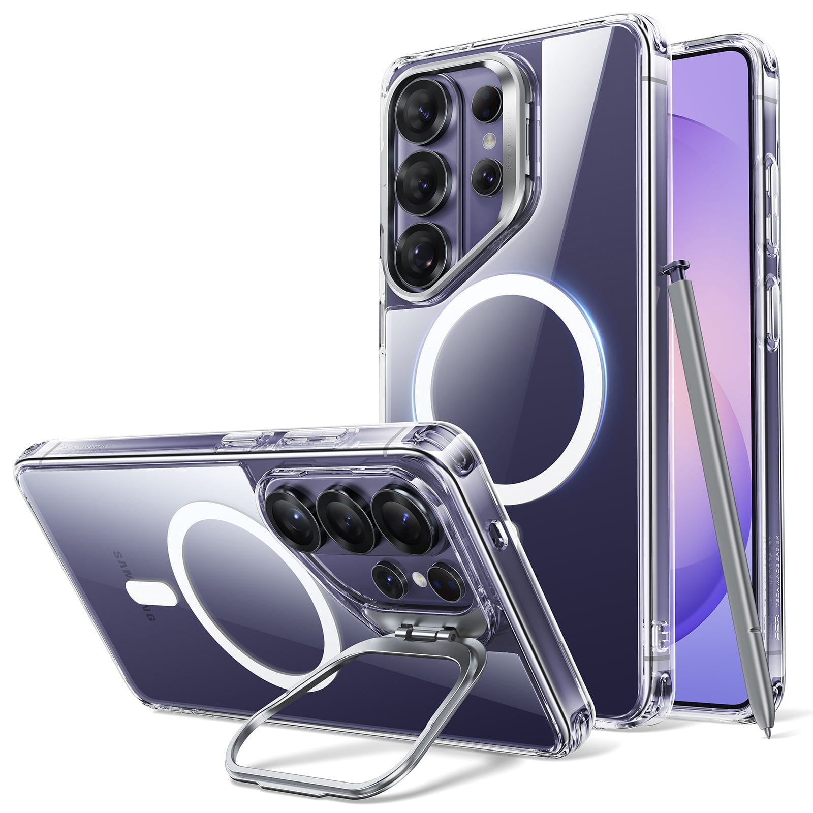 ESR Magnetic Case with Stash Stand Compatible with Samsung Galaxy S26 Ultra, Military-Grade Protection & MagSafe Compatible, Scratch-Resistant, Clear