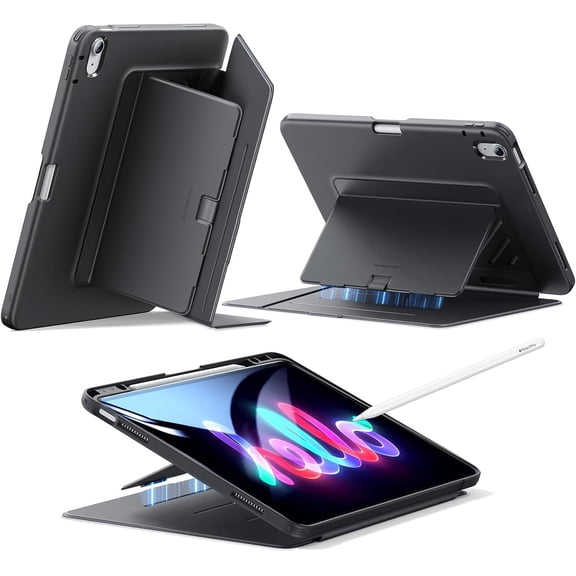 ESR Flip Stand Case Compatible with iPad Air 13 Inch Case M4/M3/M2 (2026/2025/2024), Multi‑Angle Vertical & Landscape Stand with Pencil Holder, Ultra‑Stable Protection, Black