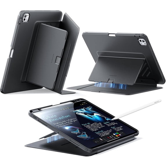 ESR Flip Stand Case Compatible with iPad Pro 13 Inch Case (M5/M4) 2025/2024, Multi‑Angle Vertical & Landscape Stand with Pencil Holder, Ultra‑Stable Protection, Black