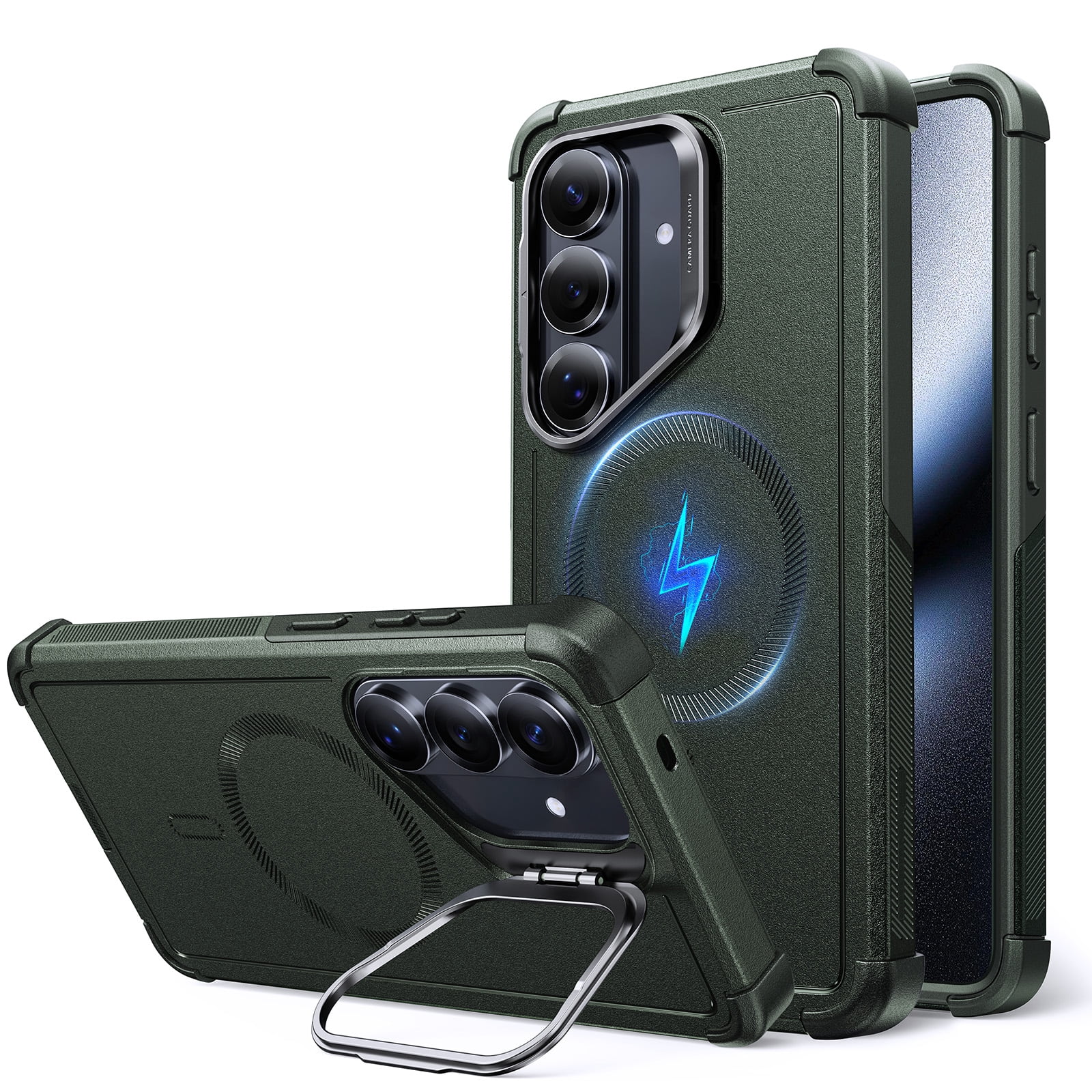 ESR for Galaxy 2026 Phone Case with Stash Stand, 7X Military-Grade Drop Protection, Shock-Absorbing Rugged Cover, Compatible with MagSafe Accessories, Pine Green