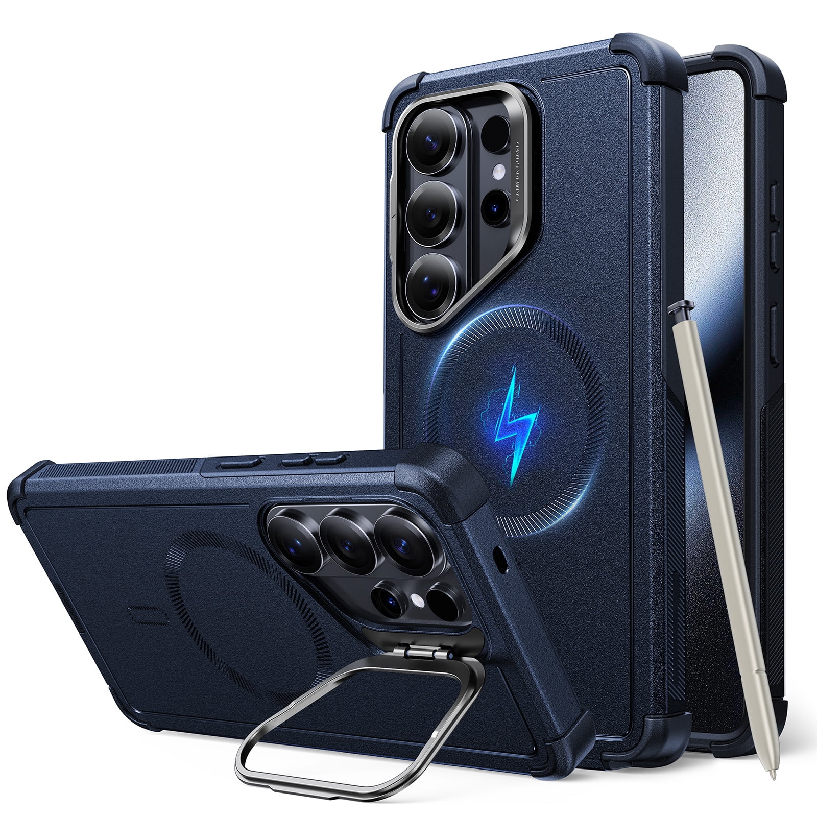 ESR for Galaxy 2026 Ultra Phone Case with Stash Stand, 7X Military-Grade Drop Protection, Shock-Absorbing Rugged Cover, Compatible with MagSafe Accessories, Navy Blue