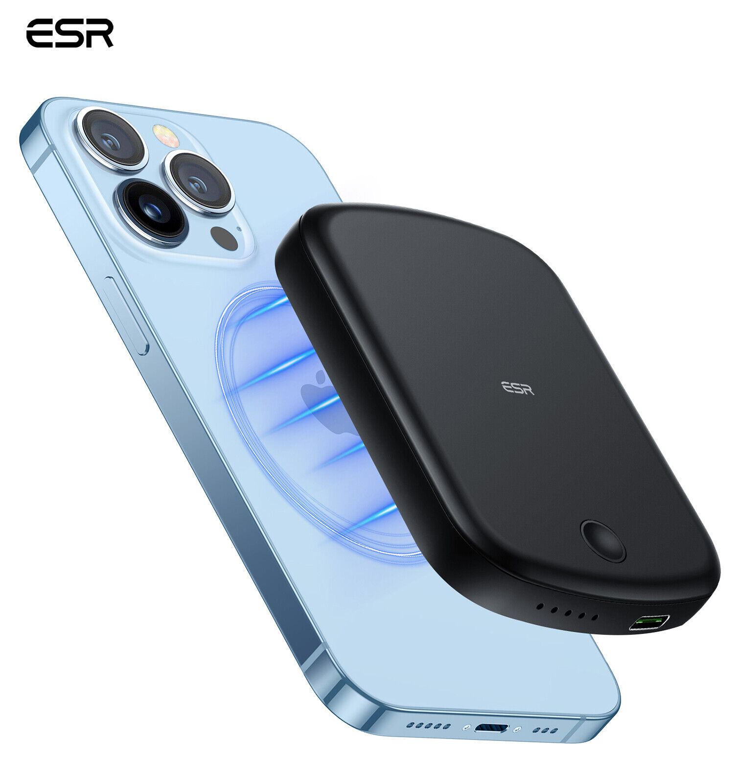 ESR Halolock MagSafe Battery Pack with USBC Cable, 10,000mAh Wireless