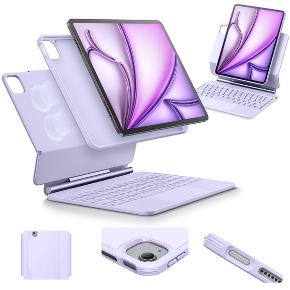 ESR Keyboard Case Compatible with iPad Air 11" M4/M3/M2 (2026/2025/2024) & iPad Pro 11/Air 5th/4th Gen, Magnetic Stand with Portrait/Raised Modes, Removable Cover, Purple