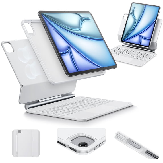 ESR Keyboard Case Compatible with iPad Air 11" M4/M3/M2 (2026/2025/2024) & iPad Pro 11/Air 5th/4th Gen, Magnetic Stand with Portrait/Raised Modes, Removable Cover, White
