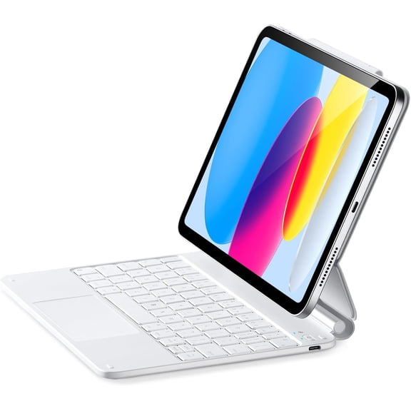 ESR Keyboard Case Compatible with iPad 11th Gen (A16, 2025) & 10th Gen, Backlit Keys & Floating Cantilever Stand, Multi-Touch Trackpad, White