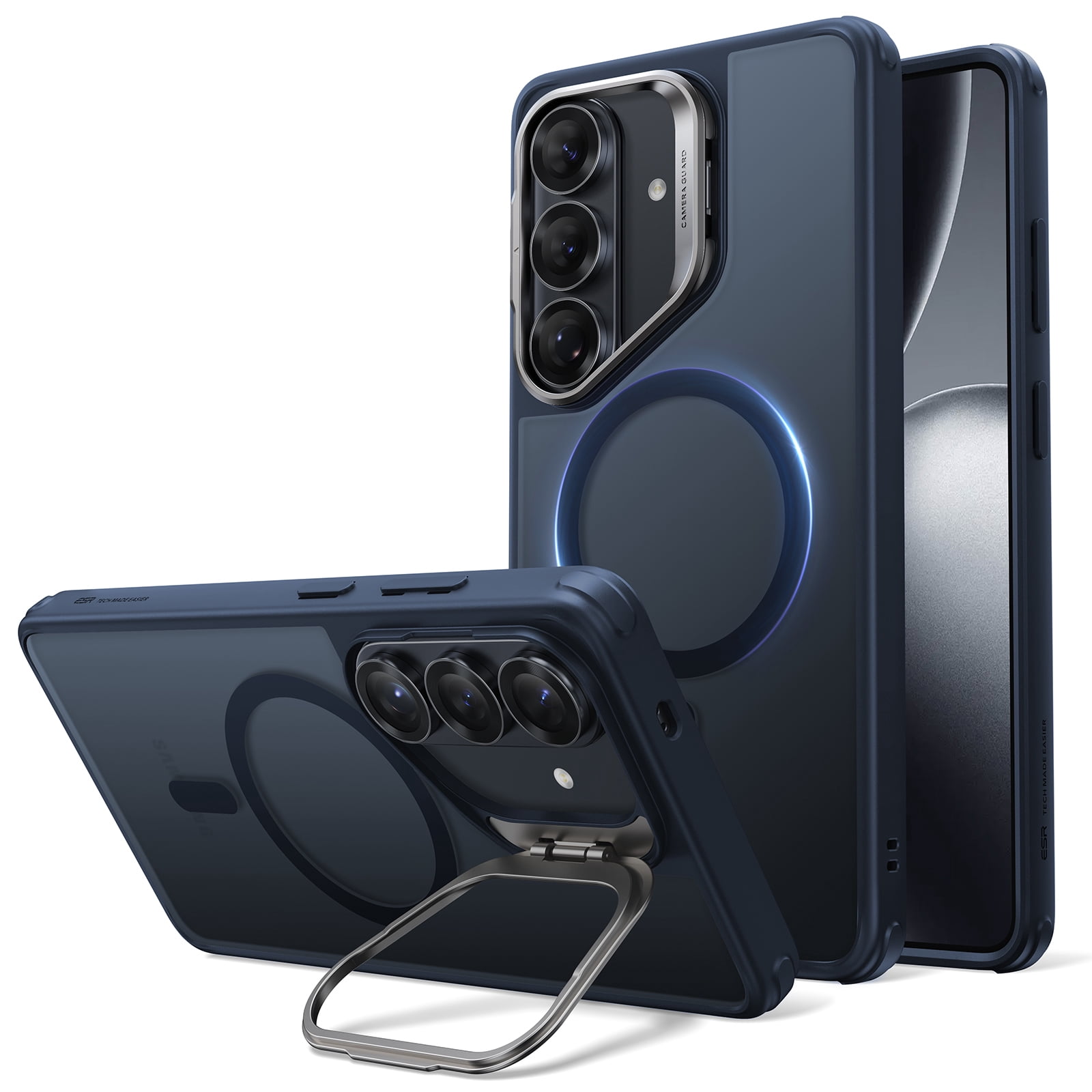 ESR Magnetic Case for Galaxy 2026 Plus Phone Case with Stash Stand, Compatible with MagSafe, Military-Grade Protection, Scratch-Resistant Back Cover, Frosted Blue