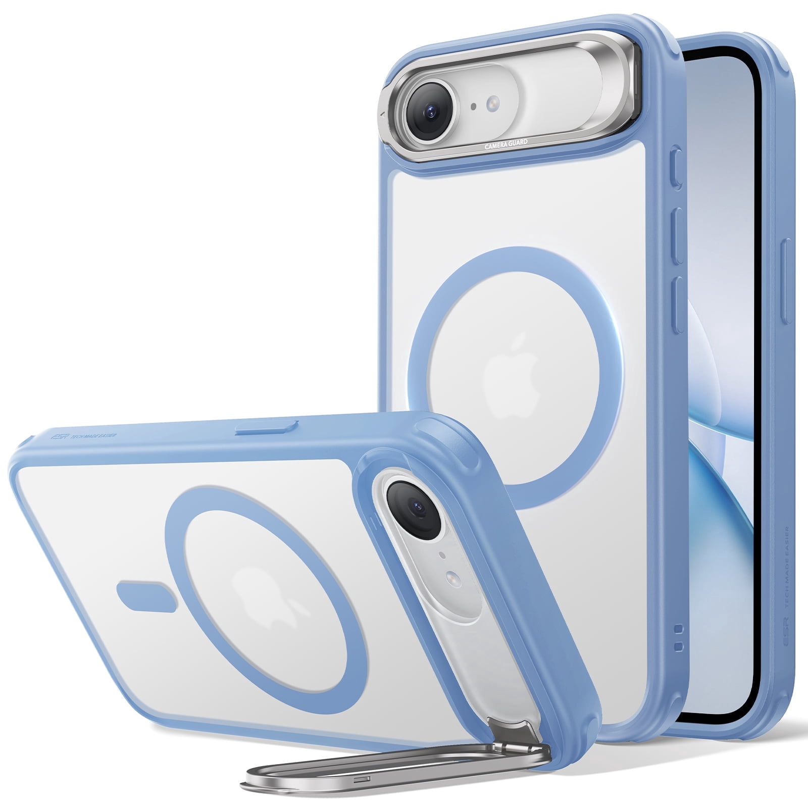 ESR Magnetic Case Compatible with iPhone 17e/16e with Built-in Stash Stand, Military-Grade Drop Protection, MagSafe Compatible & Scratch-Resistant Back Cove, Blue