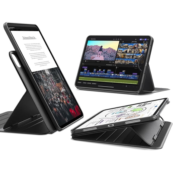 ESR Case Compatible with iPad Pro 11 Inch (M5/M4) 2025/2024, Rotating Case with Removable Magnetic Cover, Adjustable Portrait/Landscape Stand, 9 Standing Angles, Black