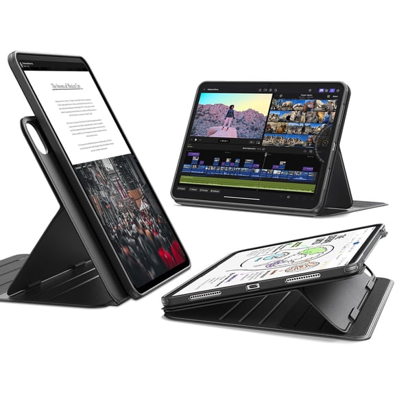 ESR Case Compatible with iPad Pro 11 Inch (M5/M4) 2025/2024, Rotating Case with Removable Magnetic Cover, Adjustable Portrait/Landscape Stand, 9 Standing Angles, Black