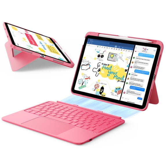 ESR Flex Keyboard Case Compatible with iPad 11th Gen (A16) & 10th Gen (10.9"), Ultra-Light Magnetic Detachable Keyboard, Writing/Viewing Modes & Larger Trackpad, Pink
