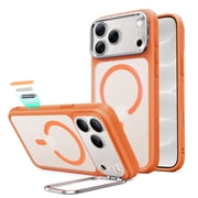 ESR Magnetic Phone Case with Stash Stand Compatible with iPhone 18 Pro Max/17 Pro Max, Anti-Yellowing, 3X Military-Grade Drop Protection & Resists Scratches, Frosted Orange