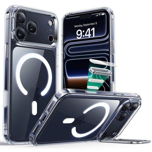 ESR Magnetic Phone Case with Stash Stand Compatible with iPhone 18 Pro Max/17 Pro Max, Anti-Yellowing, 3X Military-Grade Drop Protection & Resists Scratches, Frosted Red