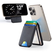 ESR MagSafe Wallet | 5‑Card RFID‑Blocking Holder & Adjustable Stand | Compatible with iPhone 12‑17 Series (Excl. Mini) & Select Samsung | Black Carbon Fiber