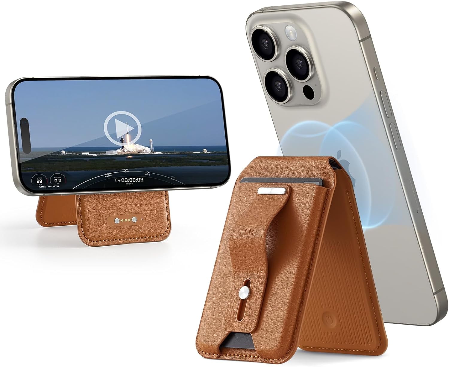 ESR Magsafe Wallet Card Holder for Phone, Full Find My Functionality, Magnetic Geo iPhone Wallet, Brown