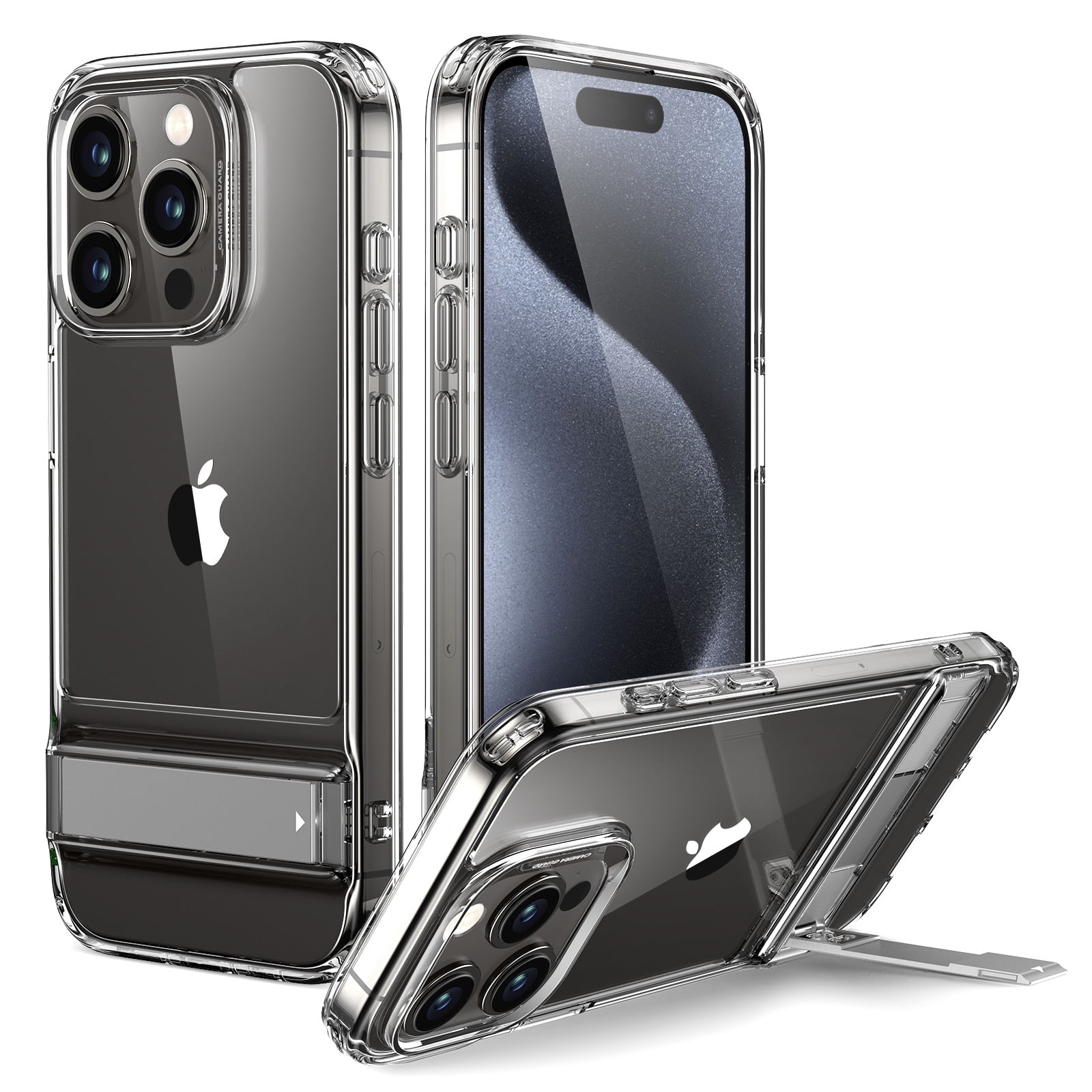 ESR Metal Kickstand Case for iPhone 15 Pro Case 2023, Patented Two-Way  Stand Reinforced Drop Protection Slim Flexible Back Cover, Clear