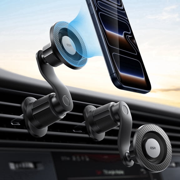 ESR OmniLock Magnetic Car Mount Compatible with iPhone 17-12, Google Pixel 10 Pro & Samsung S26/S25, 360° Rotation, Air Vent Holder with 2 Rings