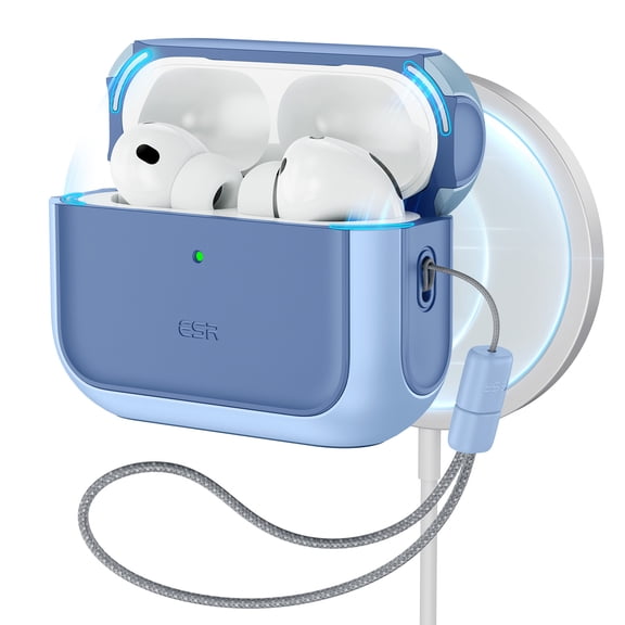 ESR Protective Case for AirPods Pro 3 (2025) - Full Drop Protection Cover with Lanyard & MagSafe | Compatible with AirPods Pro 3rd Generation Charging Case | Blue