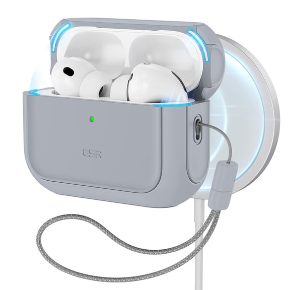 ESR Protective Case for AirPods Pro 3 (2025) - Full Drop Protection Cover with Lanyard & MagSafe | Compatible with AirPods Pro 3rd Generation Charging Case | Gray