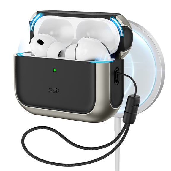 ESR Protective Case for AirPods Pro 3 (2025) - Full Drop Protection Cover with Lanyard & MagSafe | Compatible with AirPods Pro 3rd Generation Charging Case | Titanium