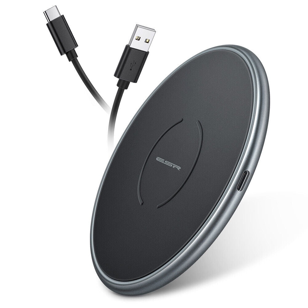 ESR QI Wireless Charger Charging Pad for iPhone 15/14/13/12/11/SE/X series, for Samsung Galaxy S23 S22 S21, 15W Fast Charging with USB-A to USB-C Cable, Black