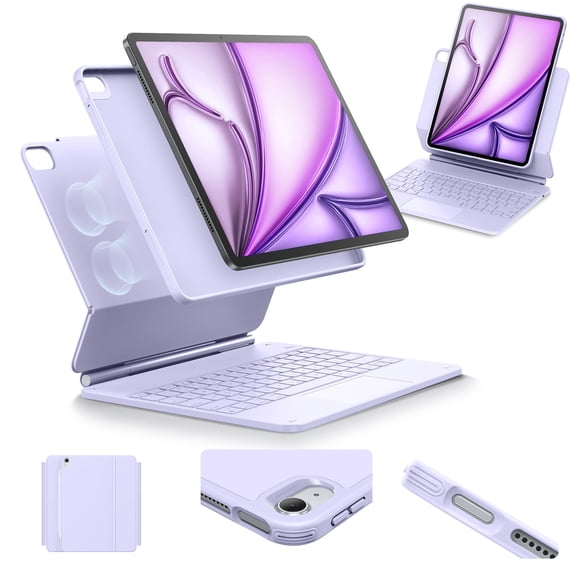 ESR Rebound 360 Keyboard Case Compatible with iPad Air 13" M4/M3/M2 (2026-2024), Easy-Set Magnetic Stand, Portrait/Landscape Modes, Multi-Touch Trackpad & Removable Cover, Purple