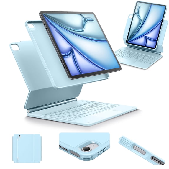 ESR Rebound 360 Keyboard Case Compatible with iPad Air 13" M4/M3/M2 (2026-2024), Easy-Set Magnetic Stand, Portrait/Landscape Modes, Multi-Touch Trackpad & Removable Cover, Blue