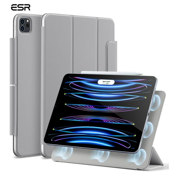 ESR Rebound Magnetic Case Compatible with iPad Pro 11 Inch (2022/2021/2020, 4th/3rd/2nd Generation), Magnetic Attachment, Two-Way Stand, Pencil 2 Support, Auto Sleep/Wake, Gray