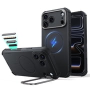 ESR Rugged Case with Stand Compatible with iPhone 18 Pro Max, 23ft Military-Grade Drop Protection & Camera Control, Shock-Absorbing Cover, Cyber Series, Black