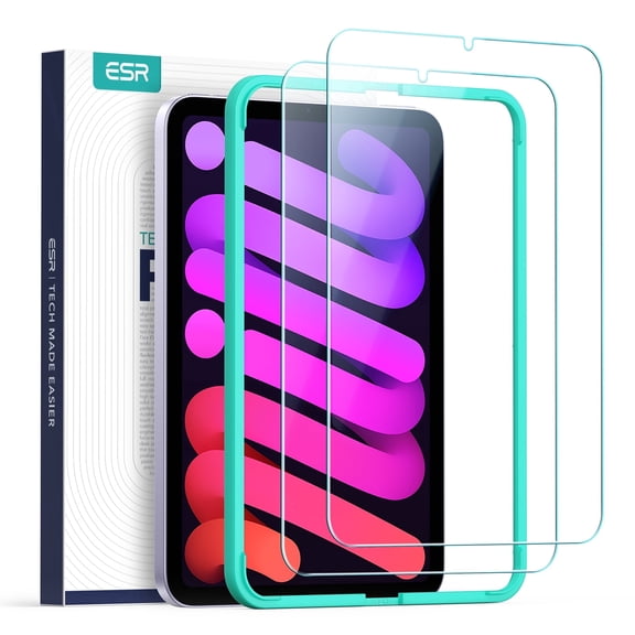 ESR 2-Pack Screen Protector Compatible with iPad Mini 7th Gen (A17 Pro, 2024) & 6th Gen (2021, 8.3"), Tempered Glass with Alignment Frame, Anti-Scratch & HD Clear, Apple Pencil Pro/USB-C Compatible