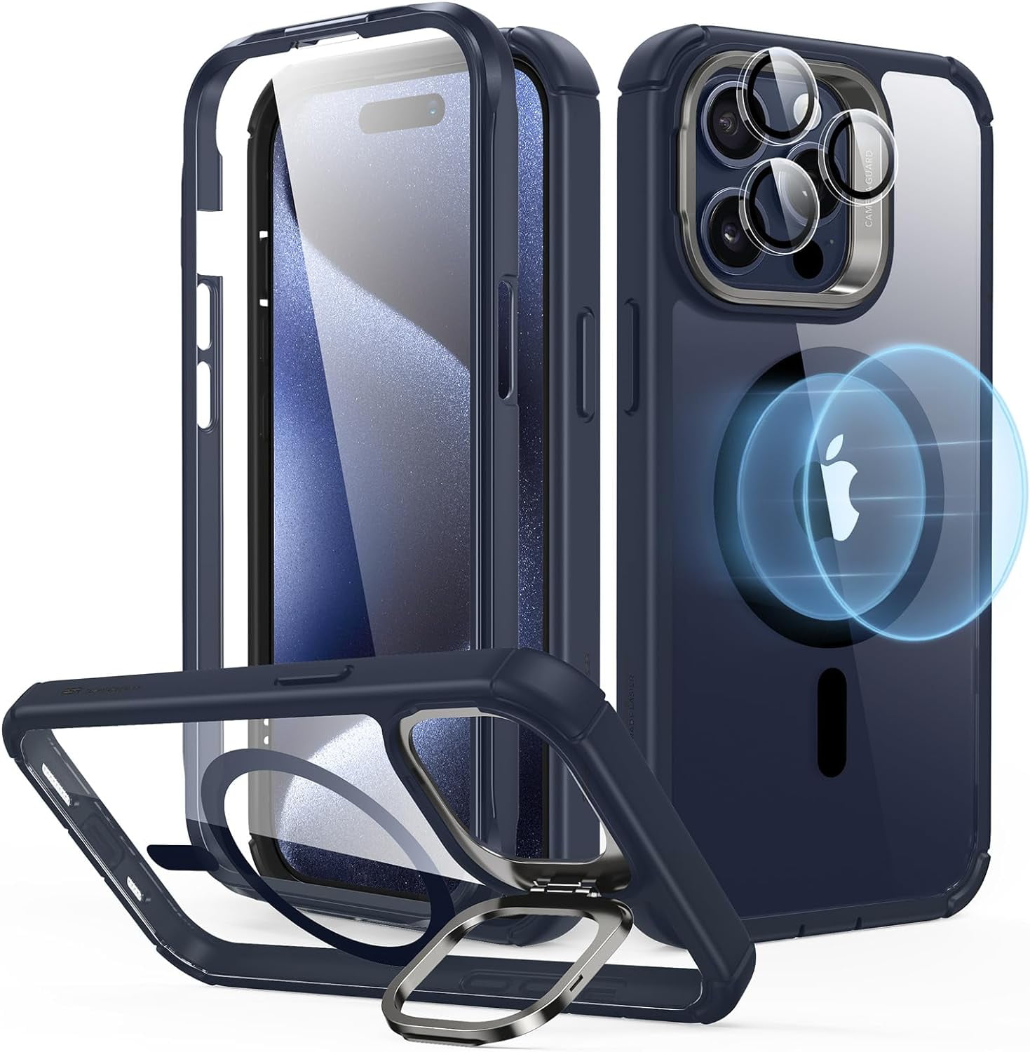 ESR Shockproof MagSafe Bumper Cell Phone Case with Tempered Glass for Apple iPhone 15 Pro Max